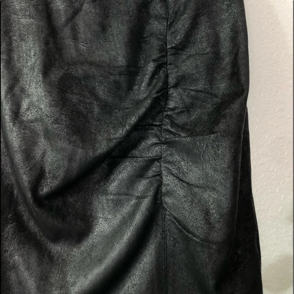 Free People Black Silky Crushed Velvet-like Skirt